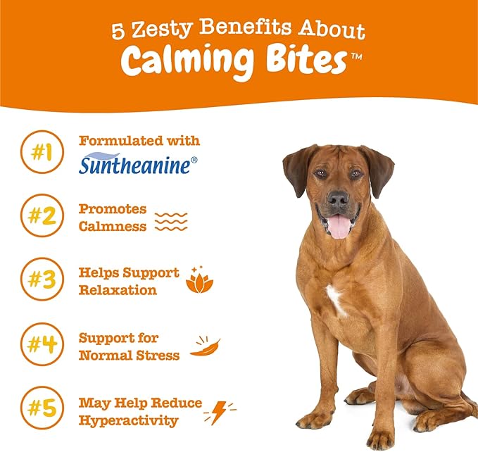 Zesty Paws Calming Chews for Dogs - for Everyday Stress, Relaxation, Composure, and Separation Peanut Butter 50 Count