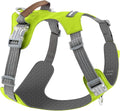No Pull Dog Harness – Adjustable Reflective Nylon Vest for Small Medium Large Dogs, Escape Proof Training Harness with Leather Control Handle, Lightweight Aluminum Hardware (Green, M)