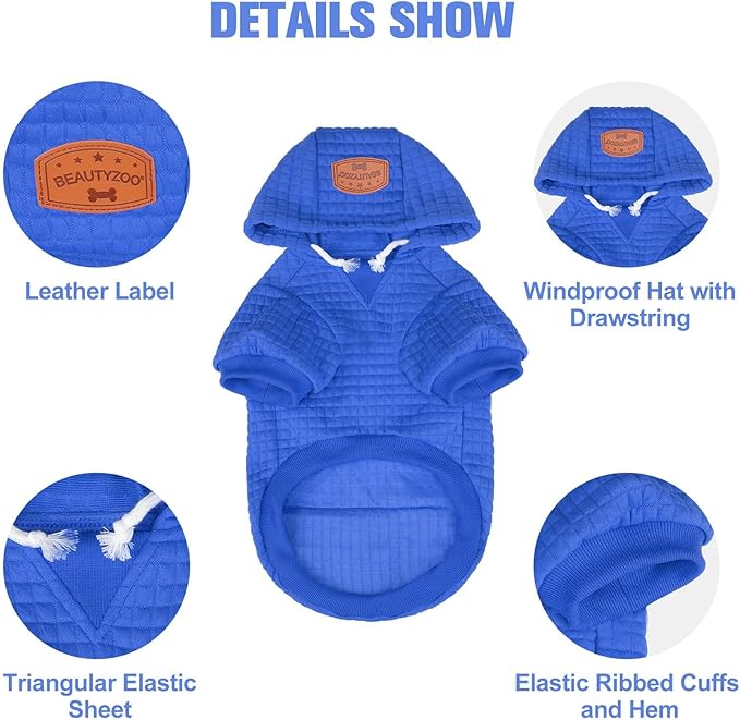 BEAUTYZOO Dog Sweaters for Extra Large Dogs Girl Boy, XXXL Dog Hoodie with Pocket & Leash Hole, Soft Warm Waffle-Like Laminated Cotton Pet Clothes for Cold Weather, Doberman Great Dane Sweatshirt, 3XL