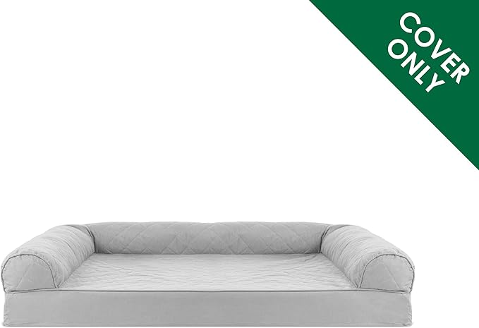 Furhaven Replacement Dog Bed Cover Quilted Sofa-Style, Machine Washable - Silver Gray, Large
