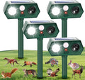 2026 Racoon Squirrel Sonic Fortress Pro Cat Repellent Outdoor, Solar Ultrasonic Animal Repeller Deer Deterrent with Motion Sensor&Flash Light to Scare Rabbit Dog Coyote Out of Garden Farm Yard(4Pack)