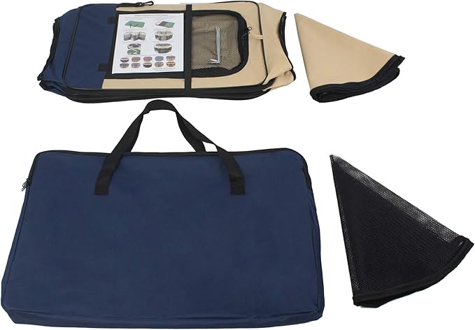 EliteField 2-Door Soft Pet Playpen (2 Year Warranty), Exercise Pen, Multiple Sizes and Colors Available for Dogs, Cats and Other Pets (62" x 62" x 30"H, Navy Blue+Beige)