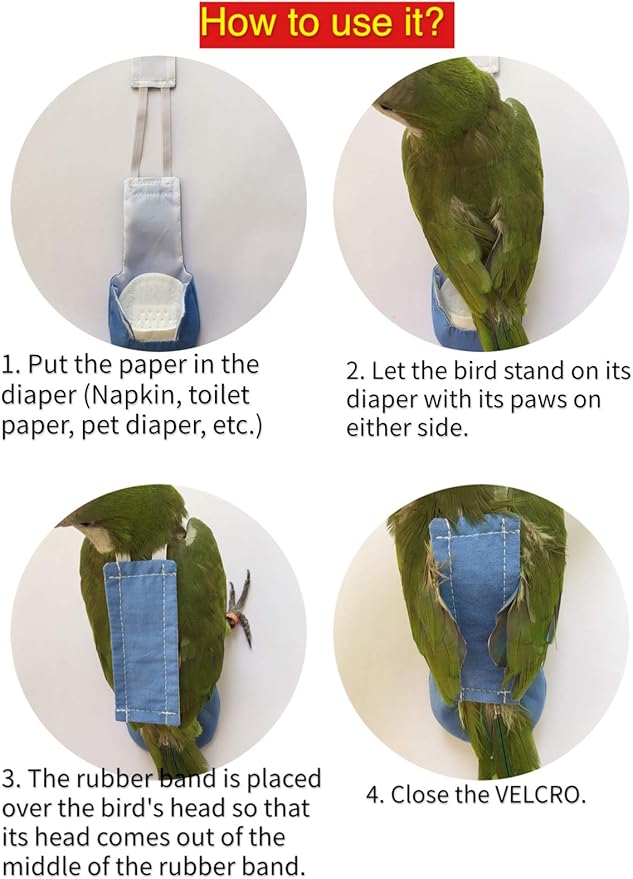 Bird Clothes Parrot Diapers Bird Flight Suits, Reusable Waterproof Diapers pet Bird Supplies (L)