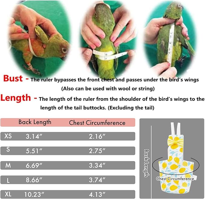 Bird Diaper Carrier Flight Suit Straps, Reusable Training Diaper Set Liners with Hook and Tow Eyes for Parrots and Cockatiels (Strawberry Red, XS)