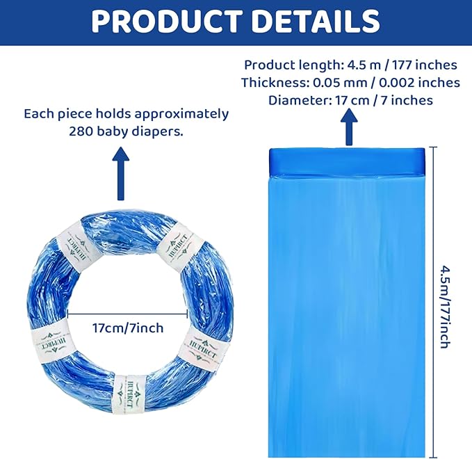 6er-Pack Refill Bags, Cat Litter Refill Bags, Diaper Refills,With Excellent Sealing and Toughness, The Refill Bag is Compatible With all Diaper Pails and Cat Litter Disposal Pails