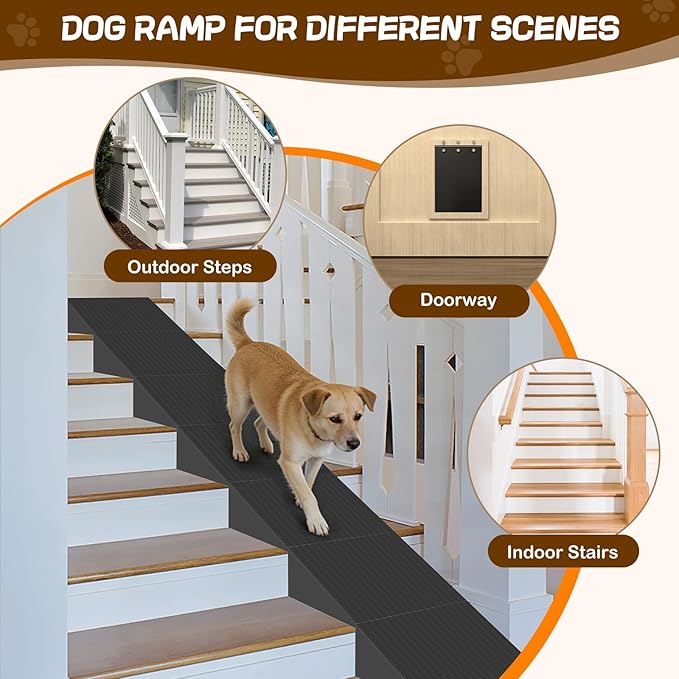 Dog Wedge Ramp for Stairs/Staircases, Portable & Lightweight Pet Ramp with Non-Slip Surface for Small Size Dogs Cats, Low Angled Dog Ramp for Elderly & Injured Pets (100LBS Capacity, 4Packs)