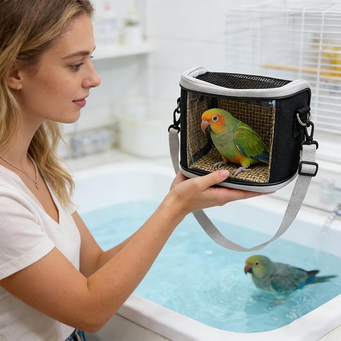Bird Carrier - Lovebirds Outdoor Carrying Cage, Portable Parrot Travel Habitat with Ventilated Design, Secure Pet Transport Box | for Macaw Conure Budgies Vet Visit Short Trips Moving Homes
