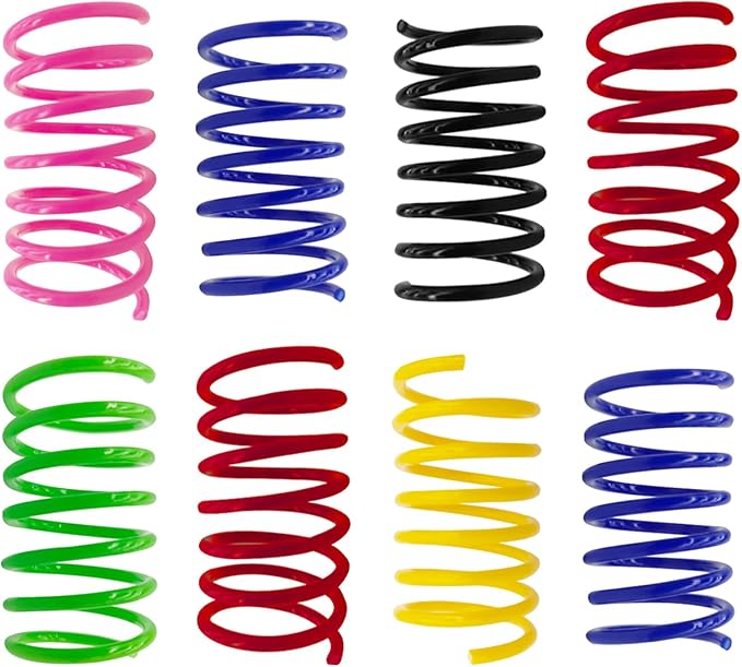 AGYM 6Colors Plastic Spring Cat Toys, 60 Pack Spiral Springs for Indoor Cats to Swat, Bite, Hunt, Interactive Toys for Cats and Kittens