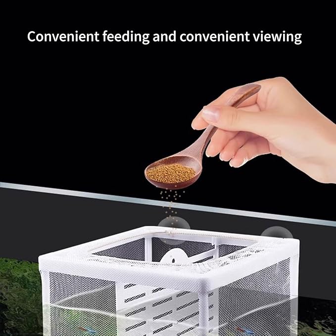 2PCS Protective Aquariums Breeding Cage Netting Nursery Tanks with Suction Cup for Fry Rearing and Secure Observation Fish Breeding Box with Suction Cup