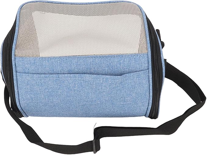 Transparent Bird Carrier Bag, Portable Lightweight Parrot Travel Cage with Ventilated Mesh and Rattan Weave for Cockatiels Parakeets Small Birds (Blue)