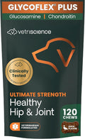 VetriScience Ultimate Strength Healthy Hip & Joint Chews, GlycoFlex Glucosamine, Chondroitin and Green-Lipped Mussel Joint Support Supplement for Dogs, Soothe Joint Discomfort, Duck, 120 Count