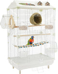 30 Inch Iron Bird Cage with Stand for Parakeets Cockatiels Conures Lovebirds Parrots, Two-Tier Metal Birdcage for Small to Medium Birds, Easy Access Double Doors