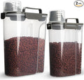 Dog Food Storage Container, 5-7 Lbs Airtight Pet Food Container, Cat Food Container Dispenser with Portable Handle, Pouring Spout and 4 Seal Buckles for Dogs Cats 2 Pack Grey