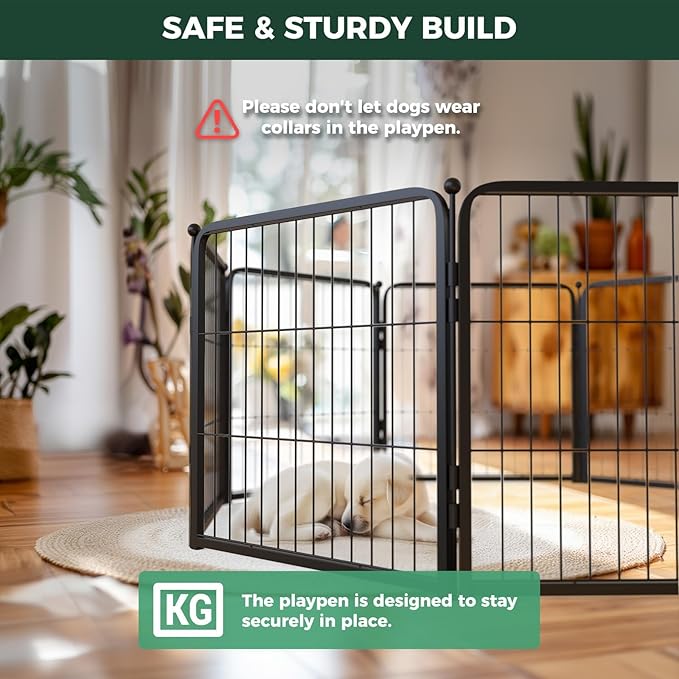FXW Homeplus Unleashed Indoor Dog Playpen - Stress-Free and Safe Play, Heavy Duty 24 Inch 24 Panels Dog Pen for Puppy and Small Dogs, Black│Patented