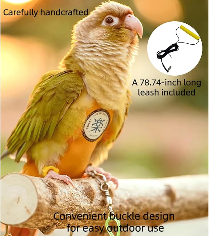 MANON ROSA Bird Diapers Leash Set Washable Reusable Handmade Flight Suit Waterproof Inner Layer - Protective Parrot Nappy Clothes Parakeets Macaws Budgies Canaries (Orange1,Green-cheeked Conures)