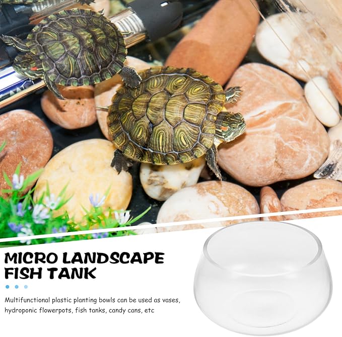 Small Round Glass Fish Bowl Aquarium Thickened Glass Terrarium Vase for Desktop Hydroponic Plants and Goldfish, 20cm Turtle Tank for Home Micro Landscape
