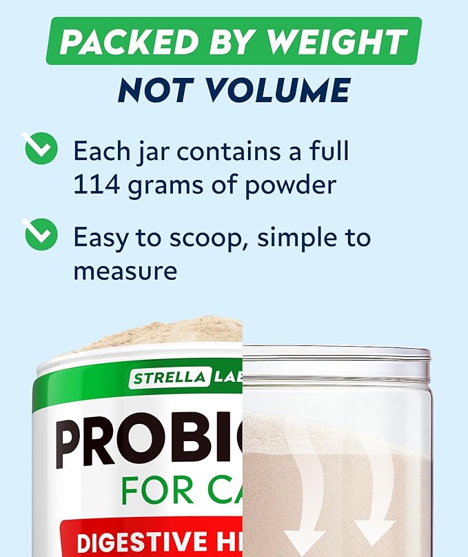 StrellaLab Cat Probiotic Powder - Probiotics for Cats with Diarrhea - Easy to Mix Powder - Cat Probiotics for Indoor Cats, Health Supplies Food Supplement, Pet Probiotics, Digestive Support (4 oz)