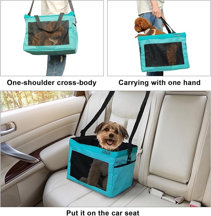 Bicycle Front Basket, Dog Car Seat with Safety Rope, Folding Detachable Quick Release Easy Install, for Pet, Shopping, Commuter, Camping and Outdoor(Color:Blue)