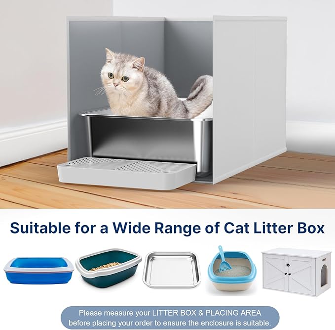 28"L × 20"W × 17"H Foldable Cat Litter Box Enclosure, All-in-One Litter Box Splash Guard for Large Litter Pan, High Sided Litter Box Shield with Removable Mat, Easy to Clean, No Mess, Odorless