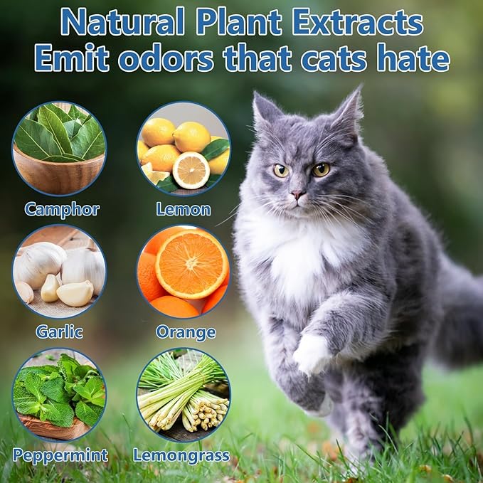 Cat Deterrent Outdoor, Natural Peppermint Oil Cat Repellent Outdoor, 10 Pack Cat Deterrent Balls Outdoor Indoor to Keep Cats Out of Yard, Garden, Lawn, Prevent Scratch and Chew, Keep Cats Away