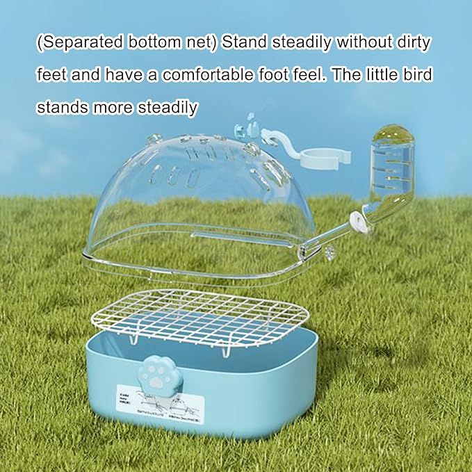 Hamster Carrier Cage - PVC Chinchilla Carrier Cage with Water Bottle - Pet Bird Carrying Supplies Spacious Design for Sparrow Macaws Conures Chinchillas Budgies Cockatiels Parakeet Hedgehog