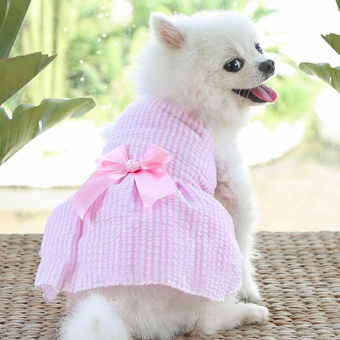 TAPBULL Dog Dresses, Fashionable Pet Dog Clothes, Cute Cat Birthday Dress Outfit (Blue/Red/Pink/Pink-Blue/Yellow-Blue 5-Pack), X-Large
