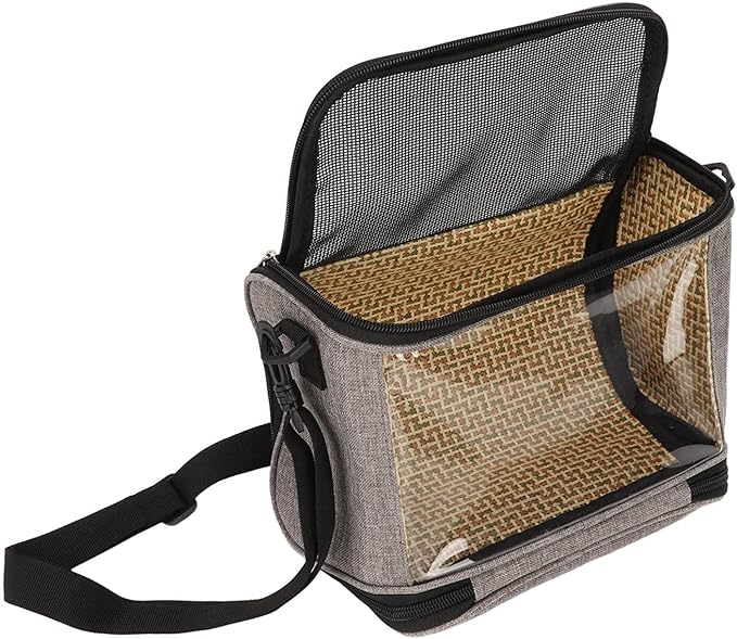 Bird Carrier Bag,Portable Travel pet Hamster Bag,Transparent Lightweight Breathable Parrot Travel Cage for Cockatiels Parakeets Small Bird Rat Guinea Pig Squirrel Carrier (Grey)