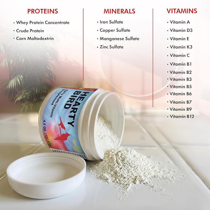 Morning Bird Hearty Bird 2 oz – Daily Multivitamin Powder for Birds – Energy Support - Healthy Growth – Nutrient Supplement for All Bird Types
