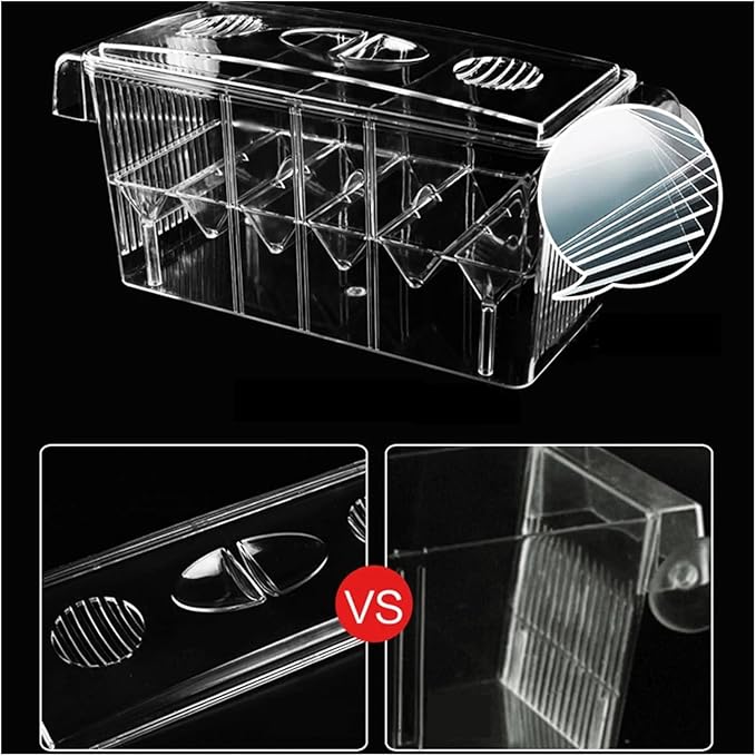 Self-Floating Aquarium Breeding Incubator Isolation Box – Double Layer 4 Rooms Transparent Acrylic Fish Hatchery Box for Fish Tank(4 Rooms)