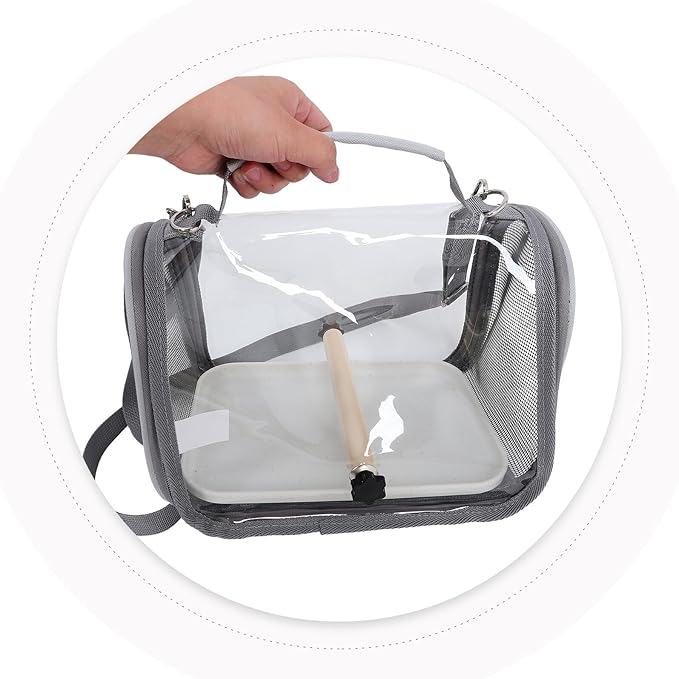 Portable Small Bird Travel Cage Carrier with Perch Lightweight Gray Bird Carrier Bag for Budgie Parrot Outdoor Transport and Adventure