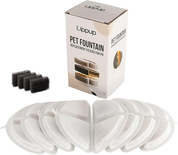 Replacement Filters for Stainless Steel Cat Water Fountain – 4 Months Set of Activated Carbon & Ion Exchange Resin for Fresh & Clean Drinking, Pack of 8 Filters