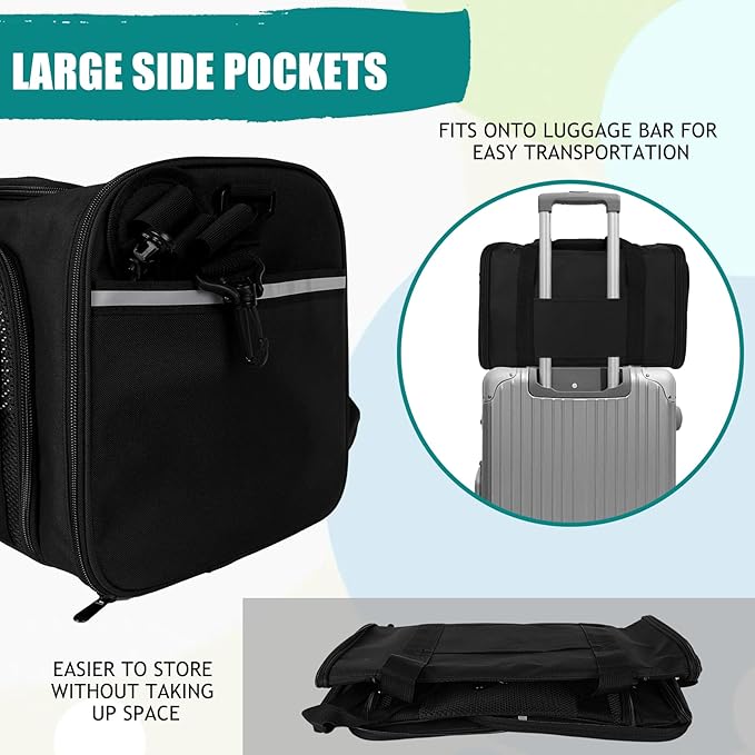 Top tasta Dog Cat Carrier Pet Carriers for Small Medium Large Cats Dogs Carrier Soft Sided Small Puppy Dog Carrier Portable Foldable Airline Approved Dog Cat Travel Carrier Black Medium