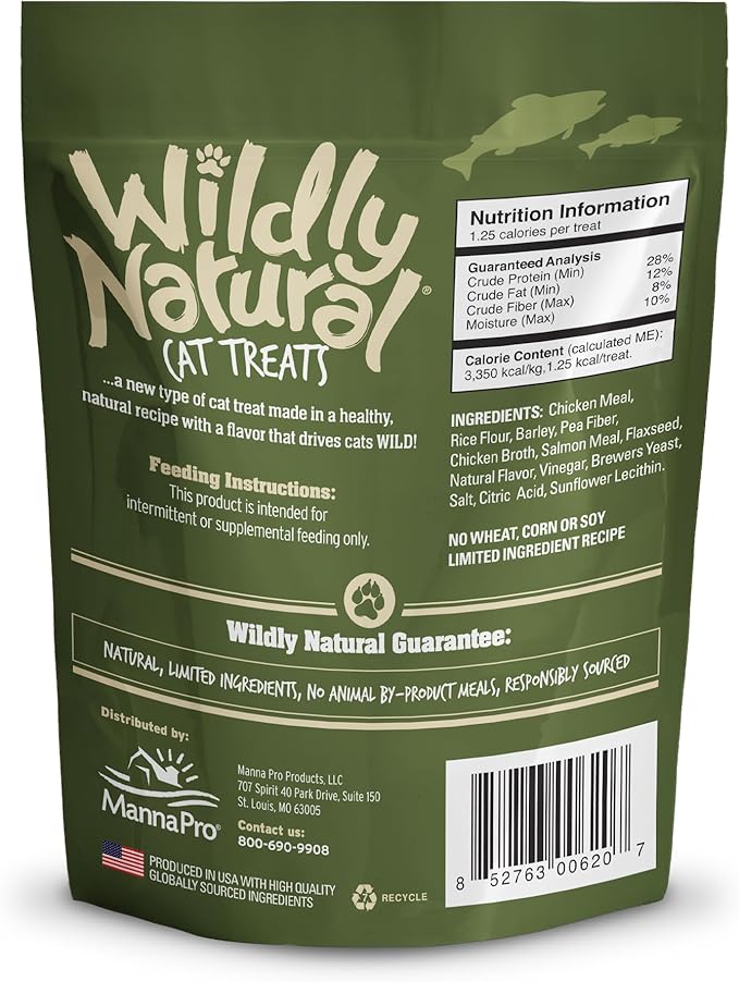 Wildly Natural Cat Treats, 2.5 Ounces, Salmon Flavor