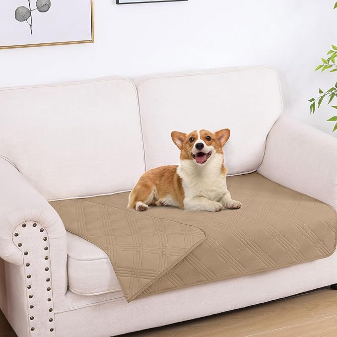 hyha Waterproof Dog Blanket, Reversible Pet Bed Blanket, Soft Sofa Couch Cover for Dogs Washable, Waterproof Pet Couch Covers for Sofa Puppy Cats Furniture Protector(30"x53", Camel/Camel)