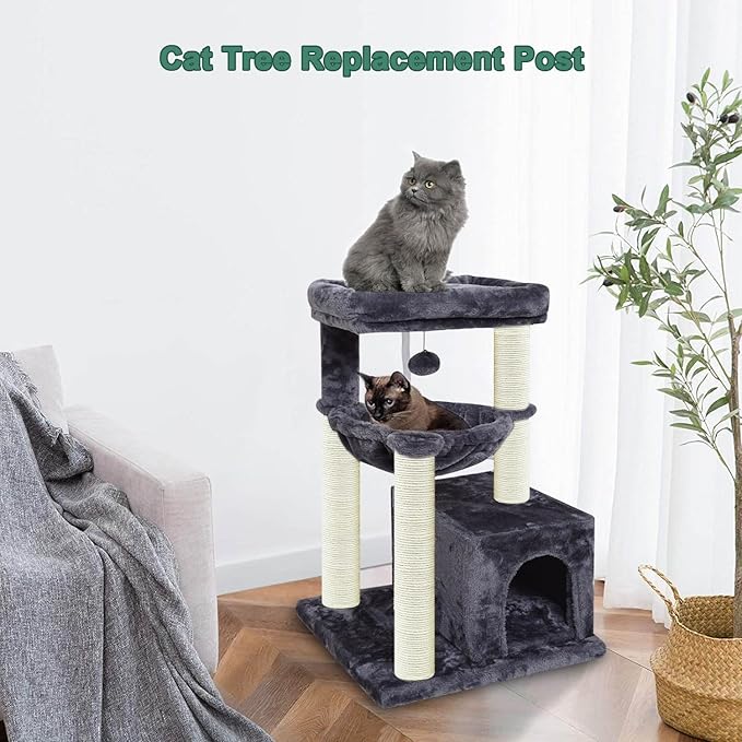 Cat Scratching Post Replacement for Cactus Cat Tree & Tower, Green 2 PCS 15.7in, Natural Sisal Replacement Parts with M8 Screws, Cute Green Cat Tree Refurbishment