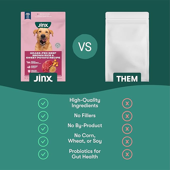 Jinx Premium Dry Dog Food, for All Lifestages - Real Beef, Brown Rice & Sweet Potato Kibble with Superfoods for Immune Support & Probiotics for Digestive Support - No Fillers - 4lb (Pack of 2)