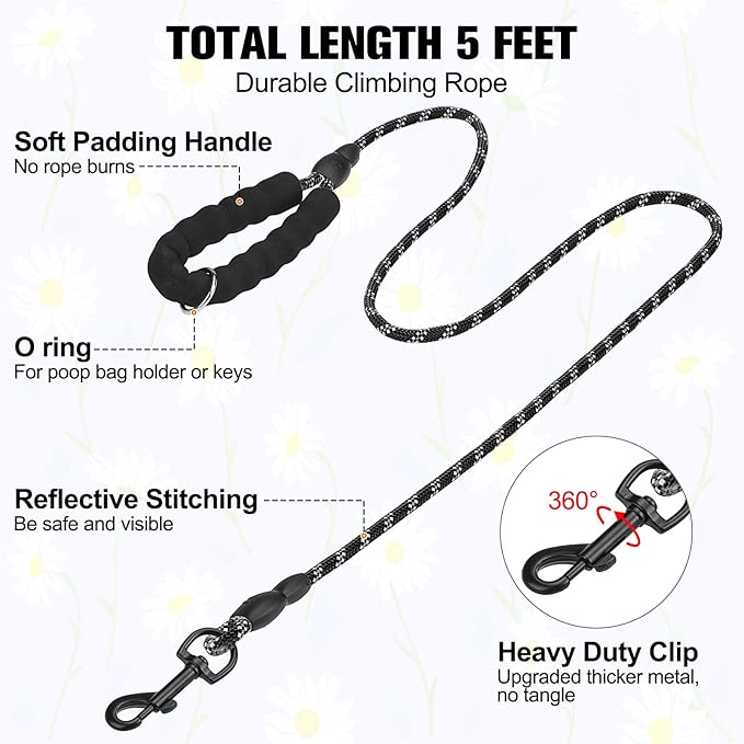 BEAUTYZOO Step in Dog Harness and Leash Set, Floral Pattern Reflective Dog Harness No Pull No Choke Puppy Harness for XXS XS S Dogs Cats, Soft Padded Mesh Vest Harnesses for Girl and Boy Pets