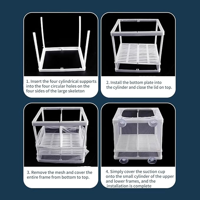 2PCS Protective Aquariums Breeding Cage Netting Nursery Tanks with Suction Cup for Fry Rearing and Secure Observation Fish Breeding Box with Suction Cup