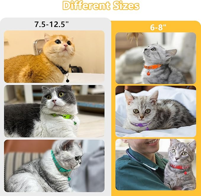 Taglory Kitten Collar Breakaway with Bell, 2 Pack Girl Boy Pet Kitten Collar Adjustable 6-8 Inch for 2-6 Months Cat, Red