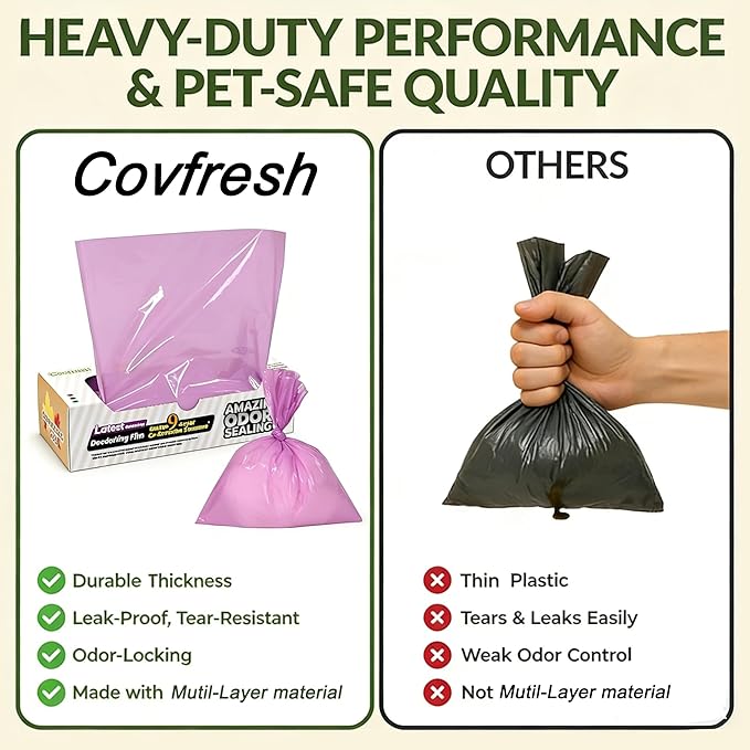 Odor-Sealing Cat Litter Bags - 220 Count Unscented Cat Poop Bags with Strong Odor Control, Leakproof & Durable Pet Waste Bags (Size:XS, Color: Purple)
