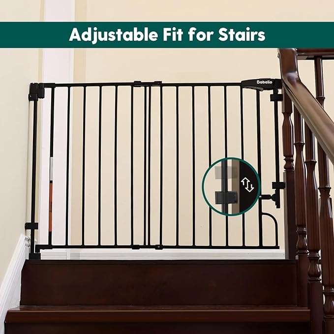 Babelio Removable & No Bottom Bar Baby Gate, 29-43", 36" H Extra Tall Hardware Mounted (Drill Needed)| Wide Walk-Thru| Auto-Close Safety Dog/Pet Gate for Stairs & Doorways (Black)