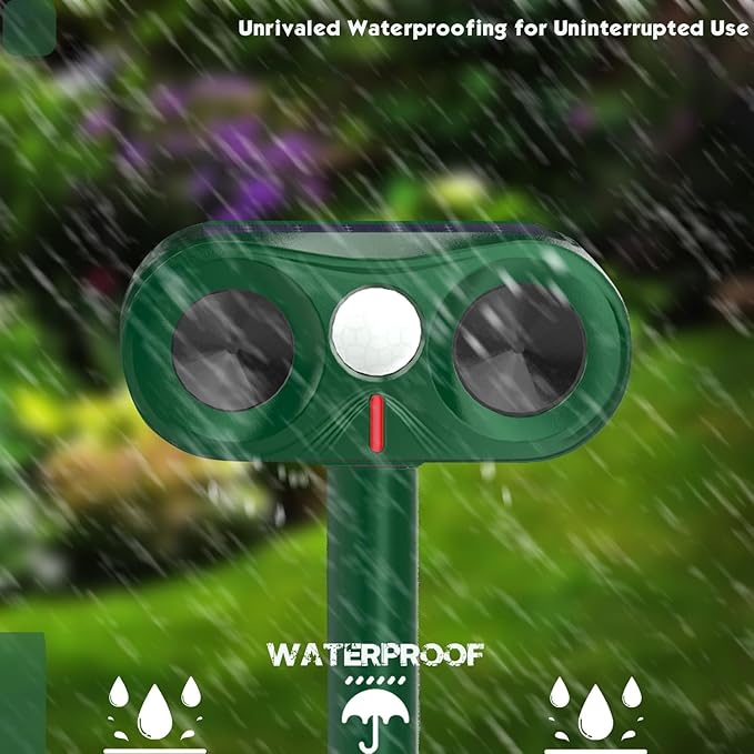 Cat Repellent Outdoor for Yard & Garden & Farm,Ultrasonic Animal Deterrent with Adjustable Sensitivity，Solar Pest Repellent, Racoon Squirrel Repellent Outdoor to Keep Unwanted Animals Away 2 Packs
