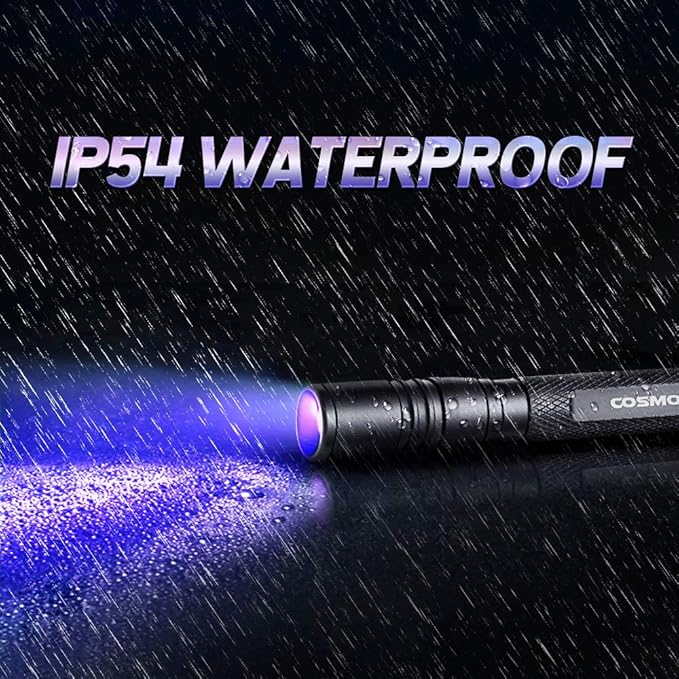 UV Flashlight, 395nm Black Light Pen, LED IPX4 Waterproof Urine Detector for Pet Urine, Cat Dog Stains, Bed Bugs, Night Fishing, Travel
