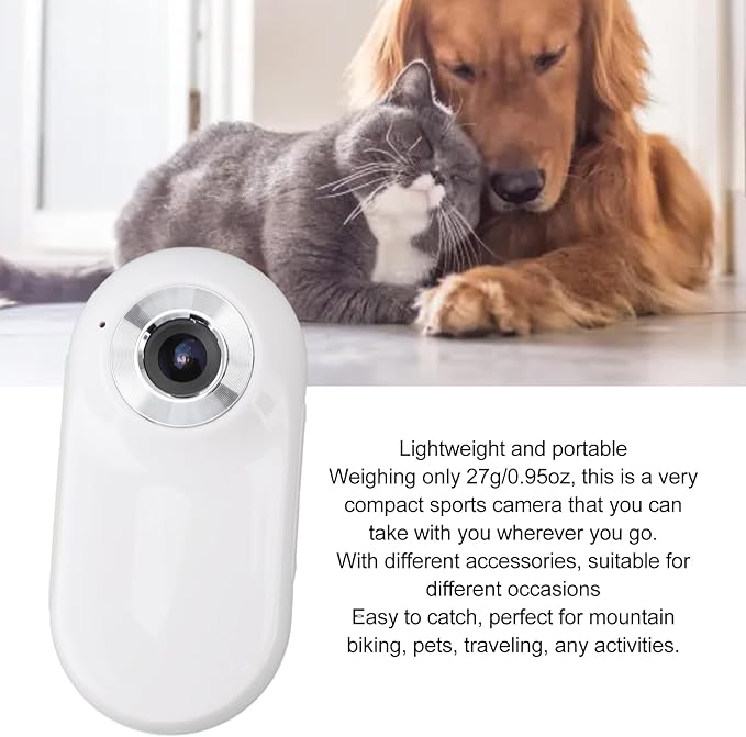 Cat Camera Collar, HD 1080P 170° Wide Angle Small Action Cameras with Video Record, USB Rechargeable for Pet Supplies/Stuff