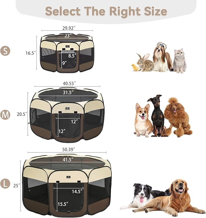 Portable Indoor Dog Playpen for Small Dogs & Puppies by A 4 Pet – 40.55" Pop-Up Soft Puppy Playpens with Bowl, Waterproof Floor, Calm Safe Space for Home, Travel & Daily Use