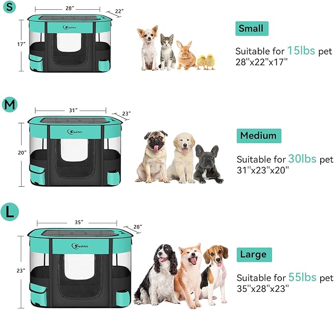 Dog Playpen,Cat Pet Puppy Pen,Portable Playpens for Dogs Indoor Outdoor Travel Camping Use,Foldable Dog Kennel Tent Crate for Rabbit Small Animals with Carrying Case (Green, Small)