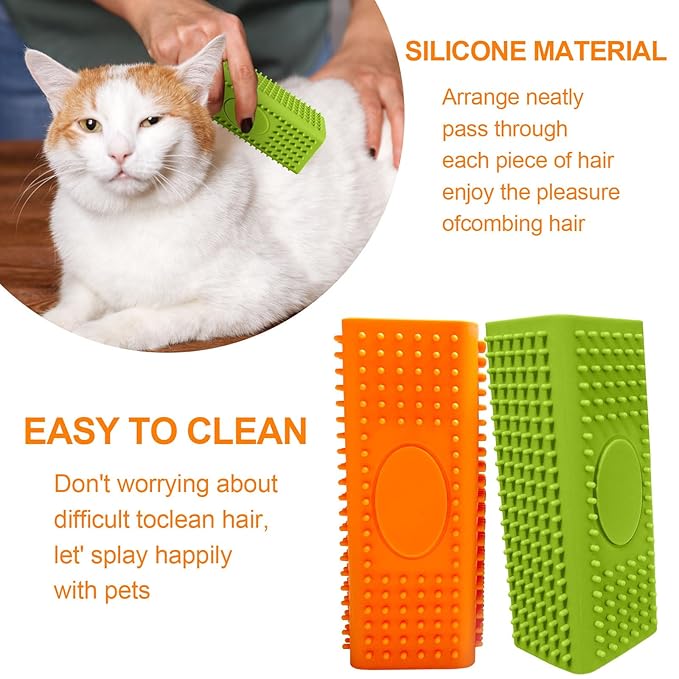 2pcs Pet Hair Remover, Dog Cat Block Roller Cleaner, Car Carpet Cleaner Brush for Small Animals, Pet Hair Removal Tool for Interior, Furniture, Sofa, Car Seat(Yellow+Orange)