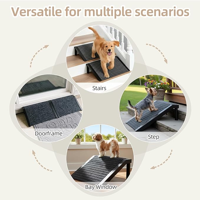 Dog Ramp for Stairs – Non-Slip Pet Steps with Locked-in Carpet & Iron Frame, Helps Senior Dogs & Small Breeds Climb Safely (4-Pack)