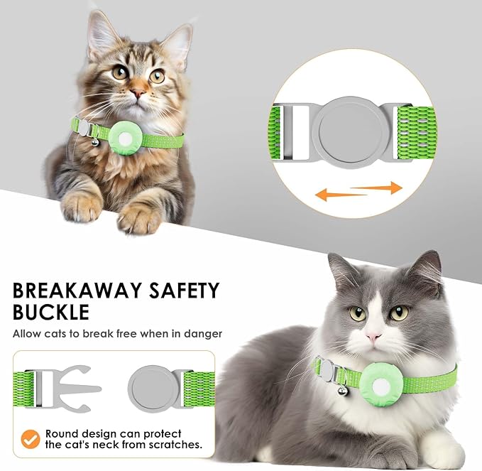 Cat Tracker, Lightweight Pet Tracker for Cats, Cat GPS Tracker Compatible with Apple Find My App(Only iOS), Real-Time Tracking, Precise Positioning, Waterproof, No Monthly Fee, Smart Alerts