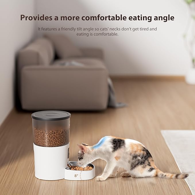 IMIPAW Automatic Cat Feeder, 3L Timed Pet Dry Food Dispenser with Clog-Free Design, Programmable, Dual Power Supply, Desiccant Bags, Auto Feeder for Cats, 1-6 Meals Per Day, with Stainless Steel